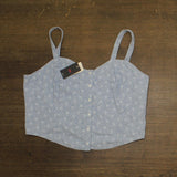 Levi's Adore Bustier Adjustable Strap Shirt Top Blue Indigo Floral Blue XL