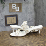 A New Day Floral Kitten Heel Mule Sandals 94834844 Cream Off White 8M