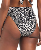Bar III Womens Printed High-Waisted Bikini Swim Top Side Tie Black Multi L