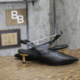 A New Day Samantha Slingback Kitten Heels Pointed Toe 94462812 Black / Gold 7.5M