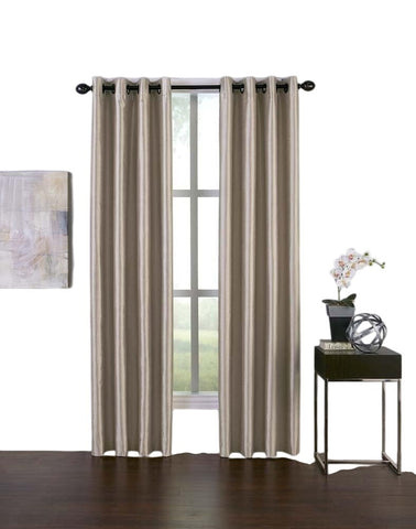Curtainworks Malta Faux Silk 1 Piece Grommet Curtain Panel Sand Brown 50 x 144