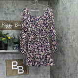 City Studios Juniors Square-Neck Fit Flare Dress Belted Navy Blue / Wine L