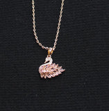 Marquise Cut Crystal Pendant Necklace Rose Gold / Pink 17.5" + 3.5"