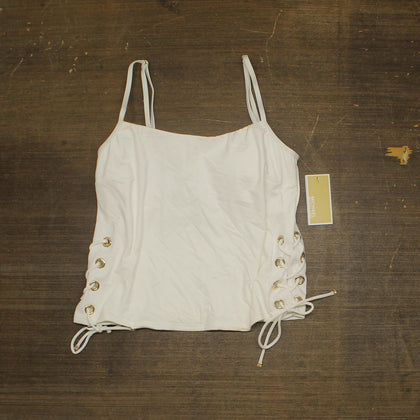 Michael Michael Kors Womens Grommet Tankini Swim Top MM30322 White M