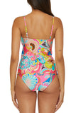 Trina Turk Womens Banded Tankini Venus Swim Top 3313555 Multi Pink 12