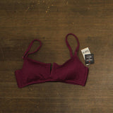 Bar III Womens Pucker Up V-Wire Bralette Bikini Swim Top Plumberry Purple M