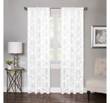 Regal Home Lombardi Floral Rod Pocket Sheer Single Curtain Panel White 50x84