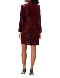 Vince Camuto Womens Babydoll Paisley Velvet Dress VC1M2504 Wine Red 14