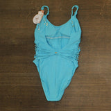 PQ Womens Beaded Brynn One-Piece Swimsuit KAI-5014P Blue M