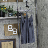 State of Day Womens Crepe De Chine Camisole Pant Pajama Set Ebony Gray M