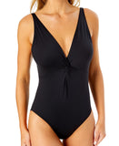 Anne Cole Womens Colorful Plunge Twist One-Piece Swimsuit 25MO08101 Black 16