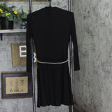 Tommy Hilfiger Womens Pleated Belted Knit Fit Flare Dress A4JJ1AST Black 2