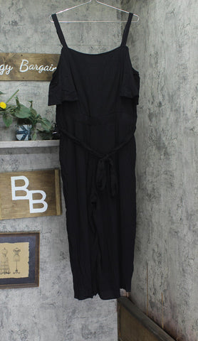 City Chic Plus Size Belted Cold Shoulder Flutter Sleeve Jumpsuit Black 16W