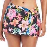 Sweet Escape Draped Skirted Swim Bottom Black Multi 10
