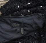 Donna Karan Petite Square-Neck Sequinned Button Down Belted Dress Black 8P