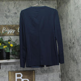 Calvin Klein Womens Stretch Crepe Zip Front Jacket 44C442G Dark Sapphire Blue L
