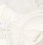 Aqua Button Up Lace Trim Blouse IBO26719 White XS