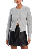 Aqua Chunky Stitch Button Front Cardigan 77S696BL Heather Gray XXL