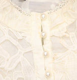 Aqua Womens Button Front Lace Flutter Sleeve Top IBO26550 Ivory Off White XXL