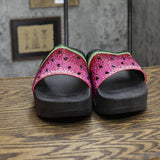 Wild Pair Women Caroletta 2 Rhinestone Slide Sandals Watermelon Bling Black 9.5M