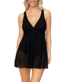 Island Escape Magnolia Underwire Swim Dress Crochet One Piece N760156 Black 6