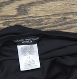 Carmen Marc Valvo Womens Beaded Scoop Neck One-Piece Swimsuit C10377 Black 12