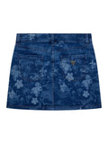 Guess Stretch Denim Skirt with Laser Print Detail Indigo Tropical Jungle Blue 12