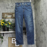 Levi's Womens Wedgie Button Fly Straight Jeans Indigo Here We Go Blue 26x28