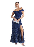 Aidan Mattox by Adrianna Papell  Embroidery Mermaid Gown Dress Navy Blue 10