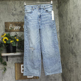 Aqua Womens Distressed High Rise Wide Leg Jeans AQ9142C-M Medium Wash Blue 27