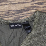 Claiborne Womens Wool Blend Mixed Media Sleeveless Sweater Cardigan Green L