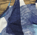 Calvin Klein Jeans Spaghetti Strap Printed Halter Top Deep Denim Blue / White M