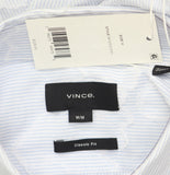 Vince Fil Coupe French Placket Button Shirt Optic White / California Rain Blue M