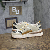 Blowfish Malibu Platform Sneaker with Chunky Sole Tan / Gold Multi Suede 6.0 M