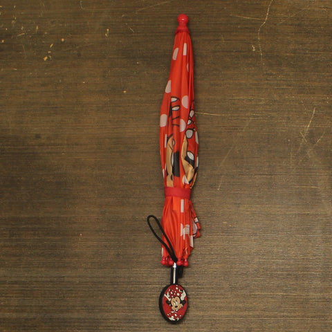 Disney Kids Girls Minnie Mouse Stick Umbrella with Clamshell Handle Red 21"