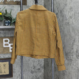 LC Lauren Conrad  Button Front Cropped Check Parka Coat Jacket Orange Brown M