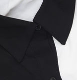 Bar III Colorblocked Button-Down Long Sleeve Collared Blouse Top Black 2XS