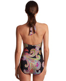 Lauren Ralph Lauren Ring Halter One-Piece Swimsuit Bordado Paisley Black Multi 4