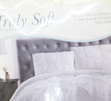 Truly Soft Pleated Duvet Set Ivory Polyester 3-Piece Ivory Off White King