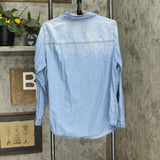 Torrid Womens Plus Size Chambray Button Up Fox Shirt Top Light Blue 1X