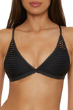 Becca Womens Standard Castaway Halter Bikini Top 893157 Black S