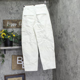 Woolrich X TGT Mid-Rise Barrel Leg Cargo Denim Jeans Pants Cream Off White 00