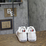 Tommy Hilfiger Womens Low Top Skater Sneaker Lace-Up Flat White Multi 6.5M