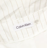 Calvin Klein Womens Pinstriped Pleated Linen Blend Lined Pants White / Khaki 16