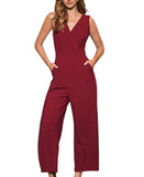 Cupshe Womens Crochet Back V-Neck Sleeveless Jumpsuit Red M