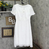 Ny Collection Womens Swiss Dot Pin Tuck Midi Dress PCCD0396D Ivory Off White PL
