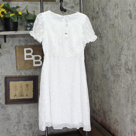 Ny Collection Womens Swiss Dot Pin Tuck Midi Dress PCCD0396D Ivory Off White PL
