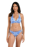 La Blanca Womens Banded Halter Bikini Swimsuit Top Alboran Sea Blue Multi 14