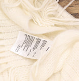 Style & Co. Womens Ribbed Toggle Topper with Fringe Fuzzy Knit Ivory Off White