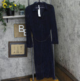 Ny Collection Womens Plus Size Mesh Dress with Long Sleeves Navy Blue 1X